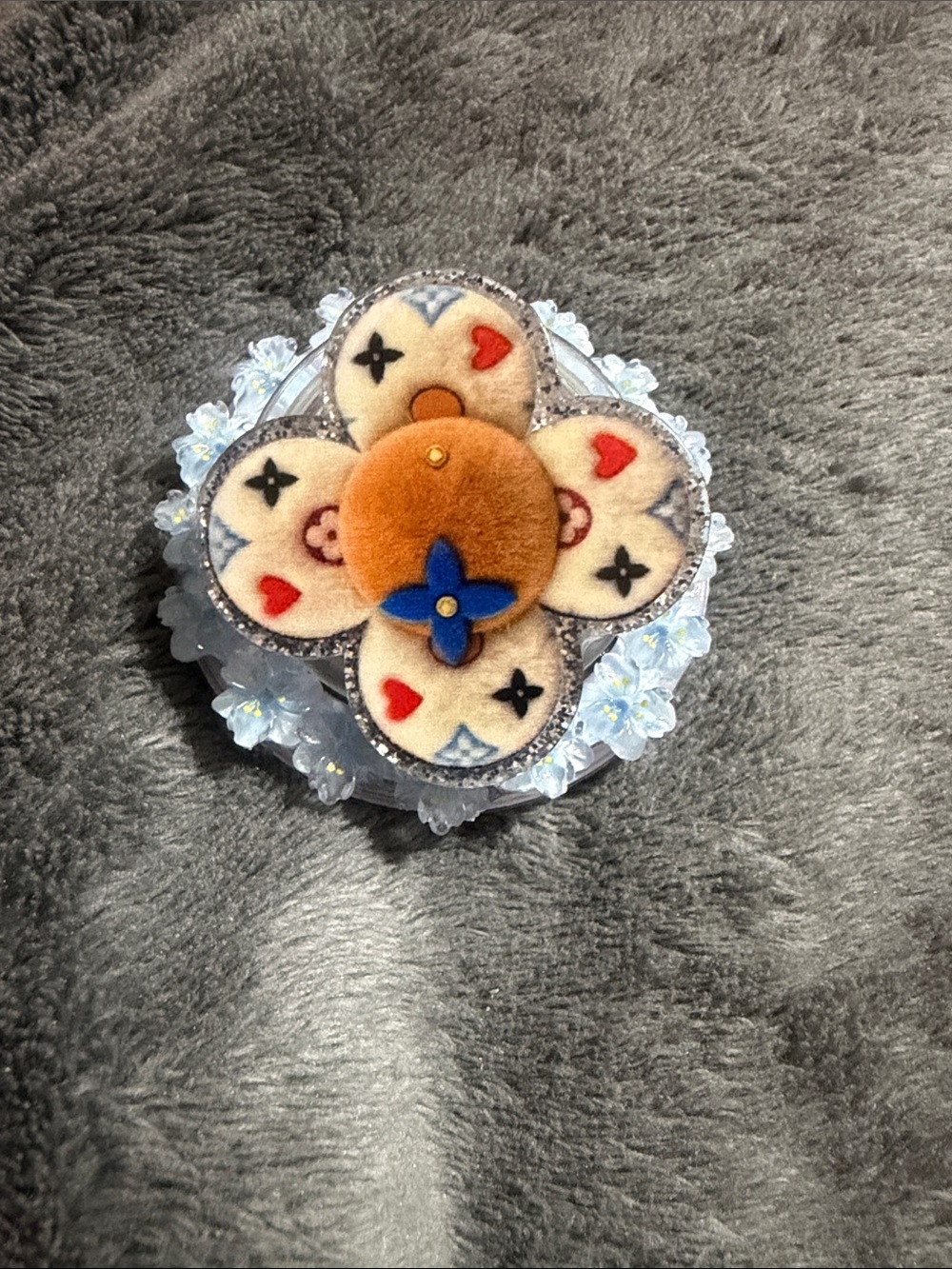 Plush Floral mag safe PopSocket Grip in Cream, Orange, Blue